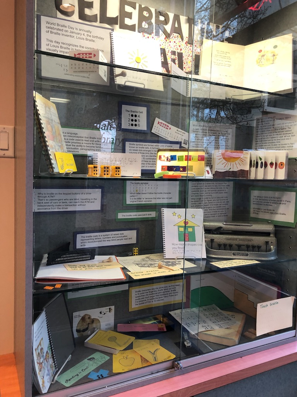 Photo of the display at the Victoria Public Library